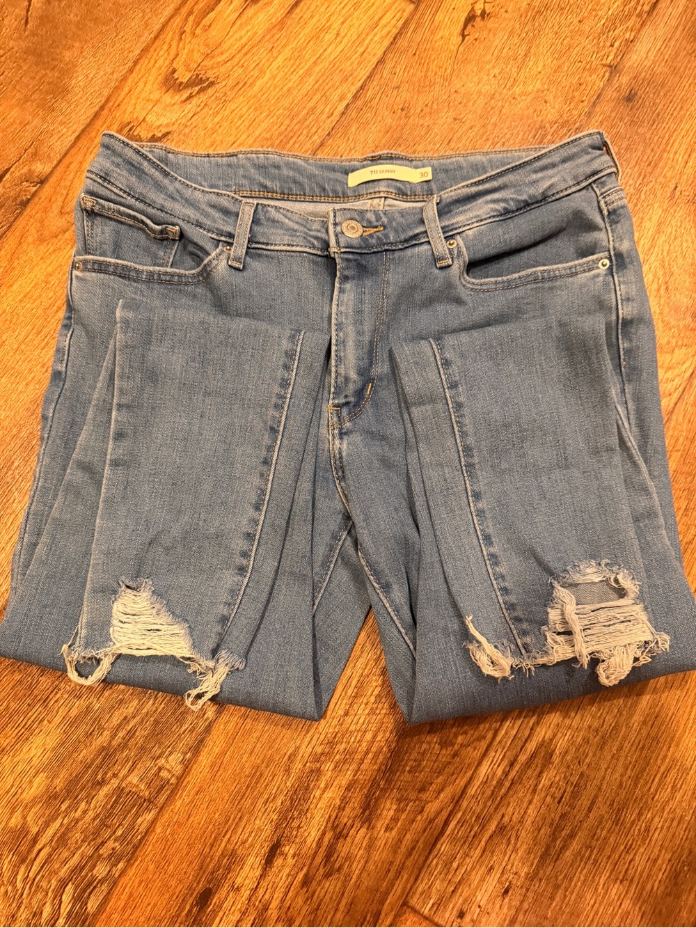 Levi's Light Blue Distressed Skinny Jeans
